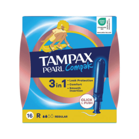 Tampax Compak Pearl Regular Applicator Tampons Boxed 16 x 8 128 Pack PX15687 F