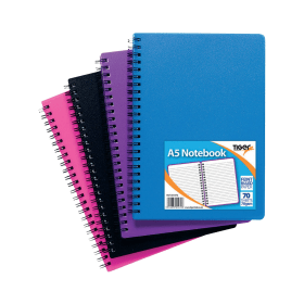 Tiger Sundry Notebook Wirebound Ruled 140 Pages A5 Assorted 5 Pack 523465 F