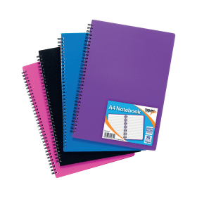 Tiger Sundry Wiro Polypropylene Wirebound Notebook 140 Pages A4 Assorted 5 Pack 523464 F