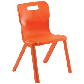 Titan One Piece Classroom Chair 11 14 Years 430mm Seat Height Orange 10 Pack KF78574 F