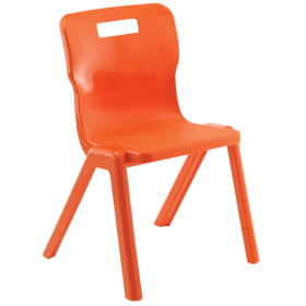 Titan One Piece Classroom Chair 8 11 Years 380mm Seat Height Orange 10 Pack KF78565 F