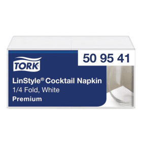 Tork 1 Ply Linstyle Cocktail Napkin 24cm White 100 Sheets SCA99286 F