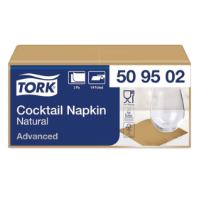 Tork Cocktail Napkins 2 Ply 4 Fold Natural 200 Pack SCA22821 F