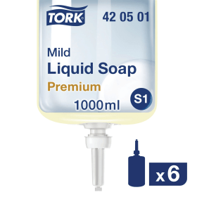Tork Mild Liquid Hand Soap Refill S1 1 Litre 6 Pack 406910 F