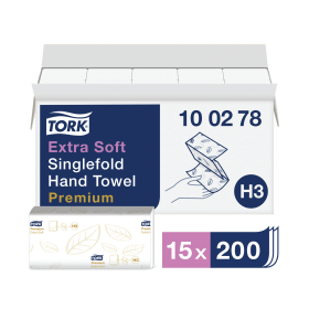 Tork Singlefold Hand Towel H3 226mm x 230mm 2 Ply White 3000 Pack 410989 F