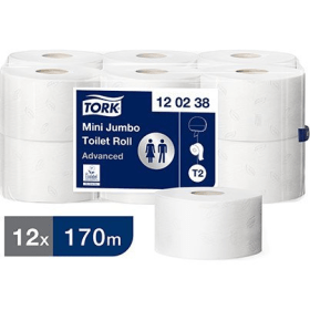 Tork T2 Mini Jumbo Toilet Roll 2 Ply 12 Pack 406904 F