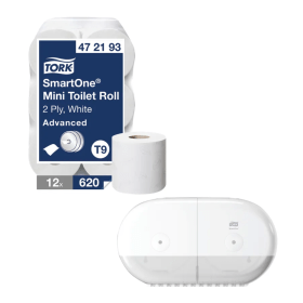 Tork T9 SmartOne 2 Ply Mini Toilet Roll 12 Pack FREE
