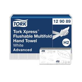 Tork Xpress Flushable Multifold Hand Towels 240mm x 213mm 2 Ply White 4200 Pack 893724 F
