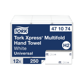 Tork Xpress Universal Multifold Hand Towel H2 213mm x 240mm 1 Ply White 3000 Pack 226607 F