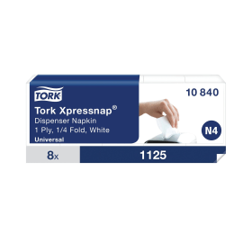Tork Xpressnap 1 Ply Napkins 4 Fold White 1125 Pack 410993 F