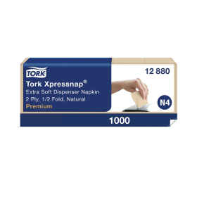 Tork Xpressnap Extra Soft Dispenser Napkin 2 Ply Half Fold Natural 217mm x 170mm 100 Pack 610536 F