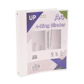 UP A4 Presentation Binder 4 Ring 40mm White 10 Pack UP0020 912829 F