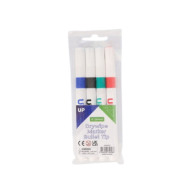 UP Drywipe Bullet Tip Markers 2mm Line Assorted Wallet 4 Pack 912798 F