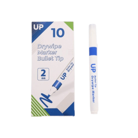 UP Drywipe Bullet Tip Markers 2mm Line Blue 10 Pack 912876 F