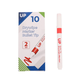 UP Drywipe Bullet Tip Markers 2mm Line Red 10 Pack 912880 F