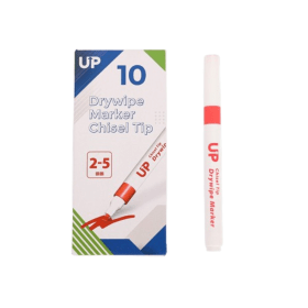 UP Drywipe Chisel Tip Markers 2 5mm Line Red 10 Pack 912881 F