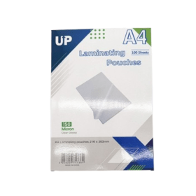 UP Laminating Pouch A4 150 micron Gloss 100 Pack UP0001 912869 F