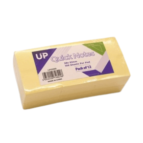 UP Quick Notes 100 Sheets 38mm x 51mm Yellow 12 Pack 912851 F