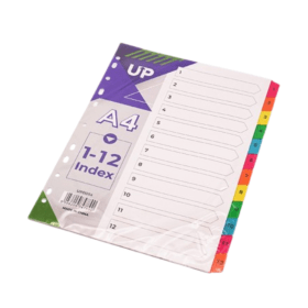 UP White Multicoloured Index Dividers 1 12 912768 F