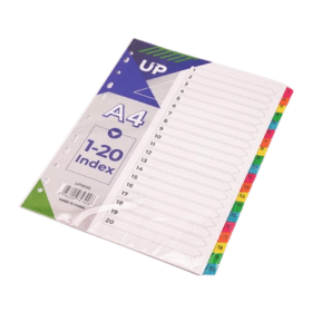 UP White Multicoloured Index Dividers 1 20 UP0055 912770 F