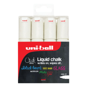 Uni Ball Chalk Marker Chisel Tip White 4 Pack MI46823 F