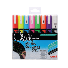 Uni Ball Chalk Marker Medium Bullet Tip Assorted 8 Pack 364211 F