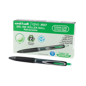 Uni Ball Signo 207 Gel Rollerball Pen 0.5mm Line Green 12 Pack MI16694 F
