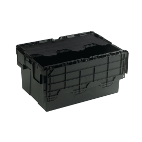 VFM 54L Black Attached Lid Container 369847 F