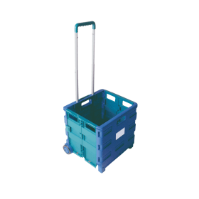VFM Plastic Folding Container Trolley 25kg Capacity Blue And Green SBY16211 F