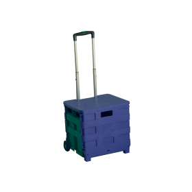 VFM Plastic Folding Container Trolley w Lid 25kg Capacity Blue And Green SBY22784 F