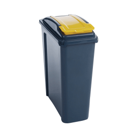 VFM Recycling Bin With Lid 25 Litres Yellow Grey 411032 F