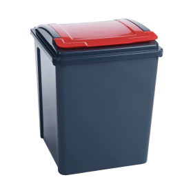 VFM Recycling Bin With Lid 50 Litres Red Grey 391963 F