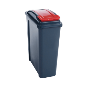 VFM Recycling Bin with Lid 25 Litres Red Grey 411031 F