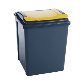 VFM Recycling Bin with Lid 50 Litres Yellow Grey 391964 F