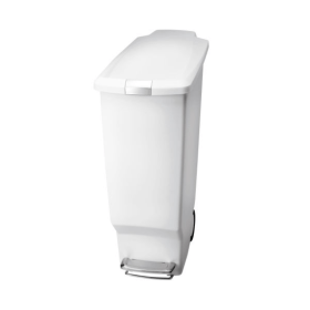 VFM White Slim Pedal Bin 40L SBY24580 F