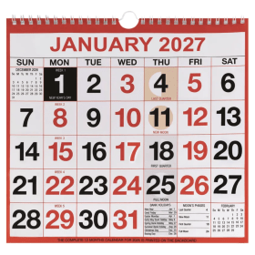 Value 2027 Month to View 249mmx231mm Wall Calendar KFYC2227 F