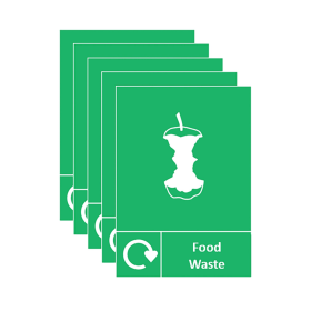 Value A5 Sign Self Adhesive Food Waste 5 Pack 916850 F