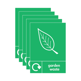 Value A5 Sign Self Adhesive Garden Waste 5 Pack 916849 F