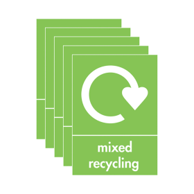 Value A5 Sign Self Adhesive Mixed Recycling 5 Pack 916855 F
