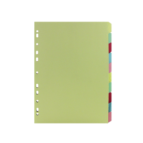 Value Card Subject Divider 10 Part 160gsm A4 Assorted 106662 F