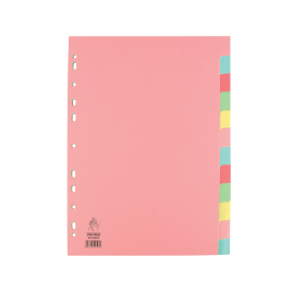 Value Card Subject Divider 12 Part 160gsm A4 Assorted 198827 F