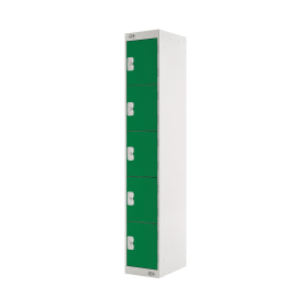 Value Five Compartment Locker 300x450x1800mm Green Door 462273 F