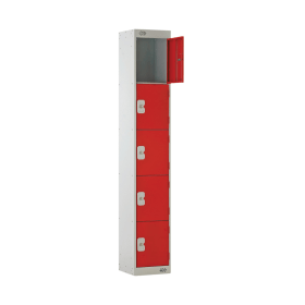 Value Five Compartment Locker 300x450x1800mm Red Door 462274 F