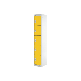 Value Five Compartment Locker 300x450x1800mm Yellow Door 462275 F