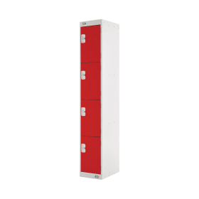 Value Four Compartment Locker 300x450x1800mm Red Door 462268 F