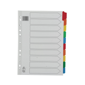 Value Reinforced Divider 10 Part 125gsm A4 White Assorted WX01526 202666 F