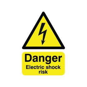 Value Safety Sign Danger Electric Shock Risk Self Adhesive A5 Yellow 370255 F