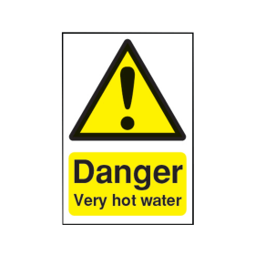 Value Safety Sign Danger Very Hot Water Self Adhesive 75x50mm Yellow 370247 F