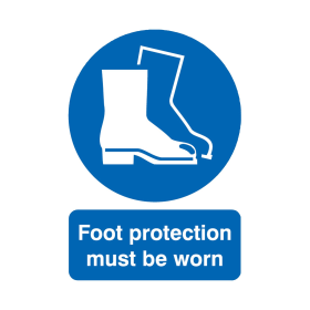 Value Safety Sign Foot Protection Must be Worn PVC A4 Blue MA01450R 373014 F