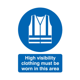 Value Safety Sign High Visibility Clothing Must be Worn PVC A4 Blue MA02150R 373154 F
